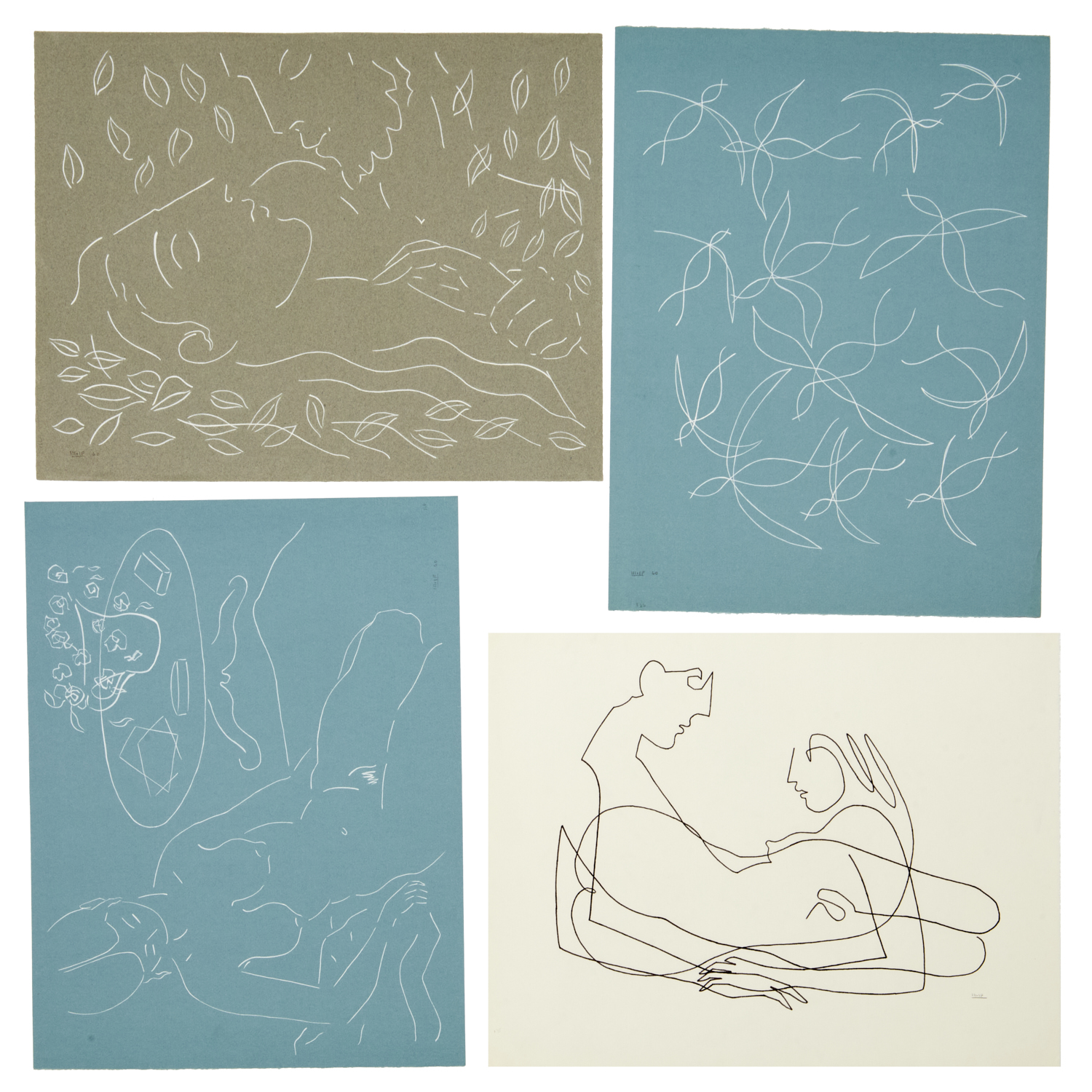 BEN WOLF, (4) DRAWINGS, 1960 Ben