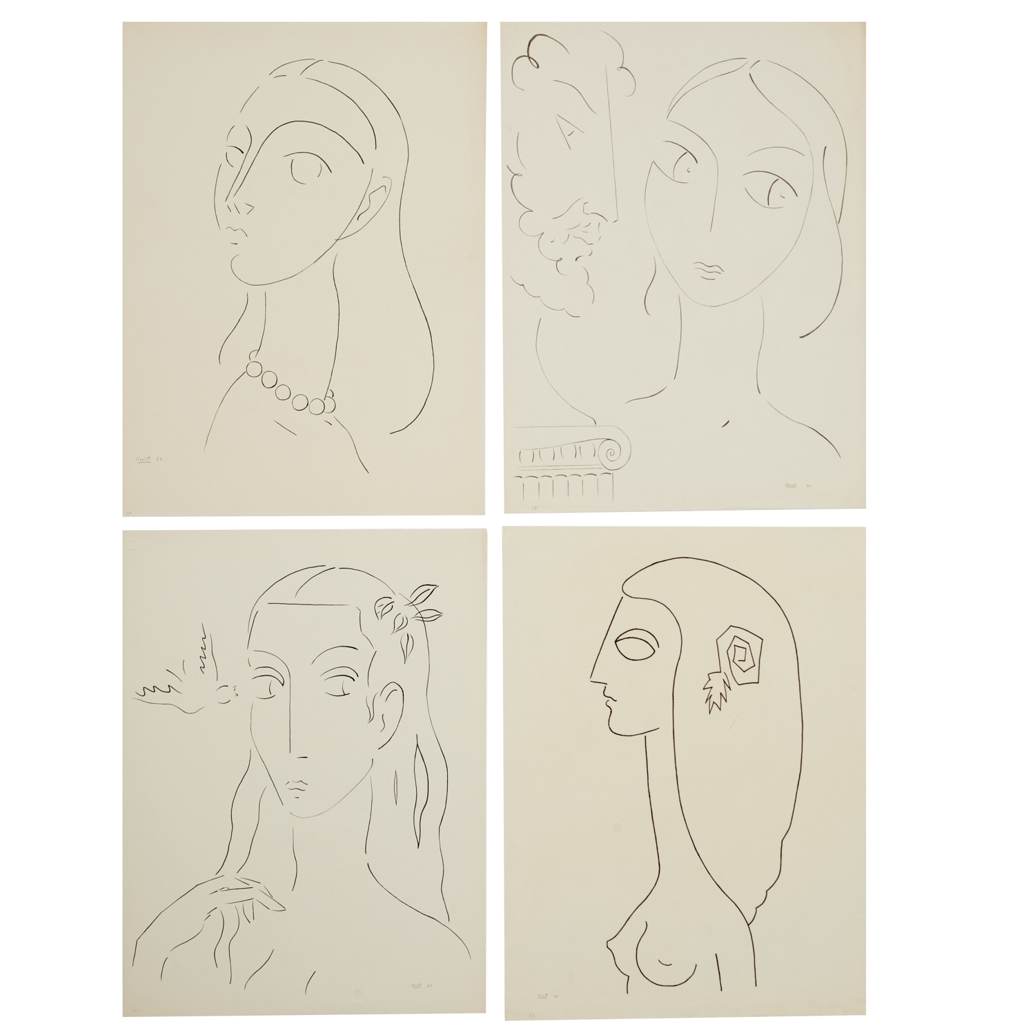 BEN WOLF, (4) DRAWINGS, 1960-1961