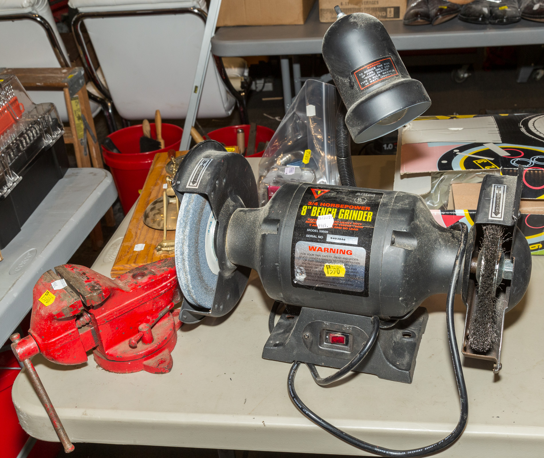 BENCH GRINDER & VISE .