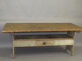BENCH TABLEca. 1850; in painte