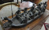 BENIN BRONZE BOAT SCULPTURE, B