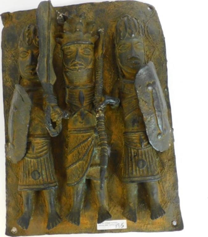 BENIN BRONZE PLAQUE, 20TH CENTURY