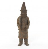 BENIN BRONZE WARRIOR 32" x 10"