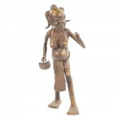 BENIN. FEMALE FIGURE, BRONZE (