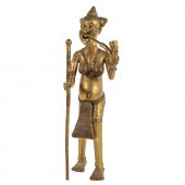 BENIN. FEMALE NUDE, BRONZE (Be