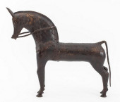BENIN PATINATED BRONZE HORSE S