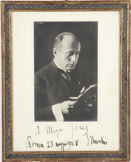 Benito Mussolini with autographed