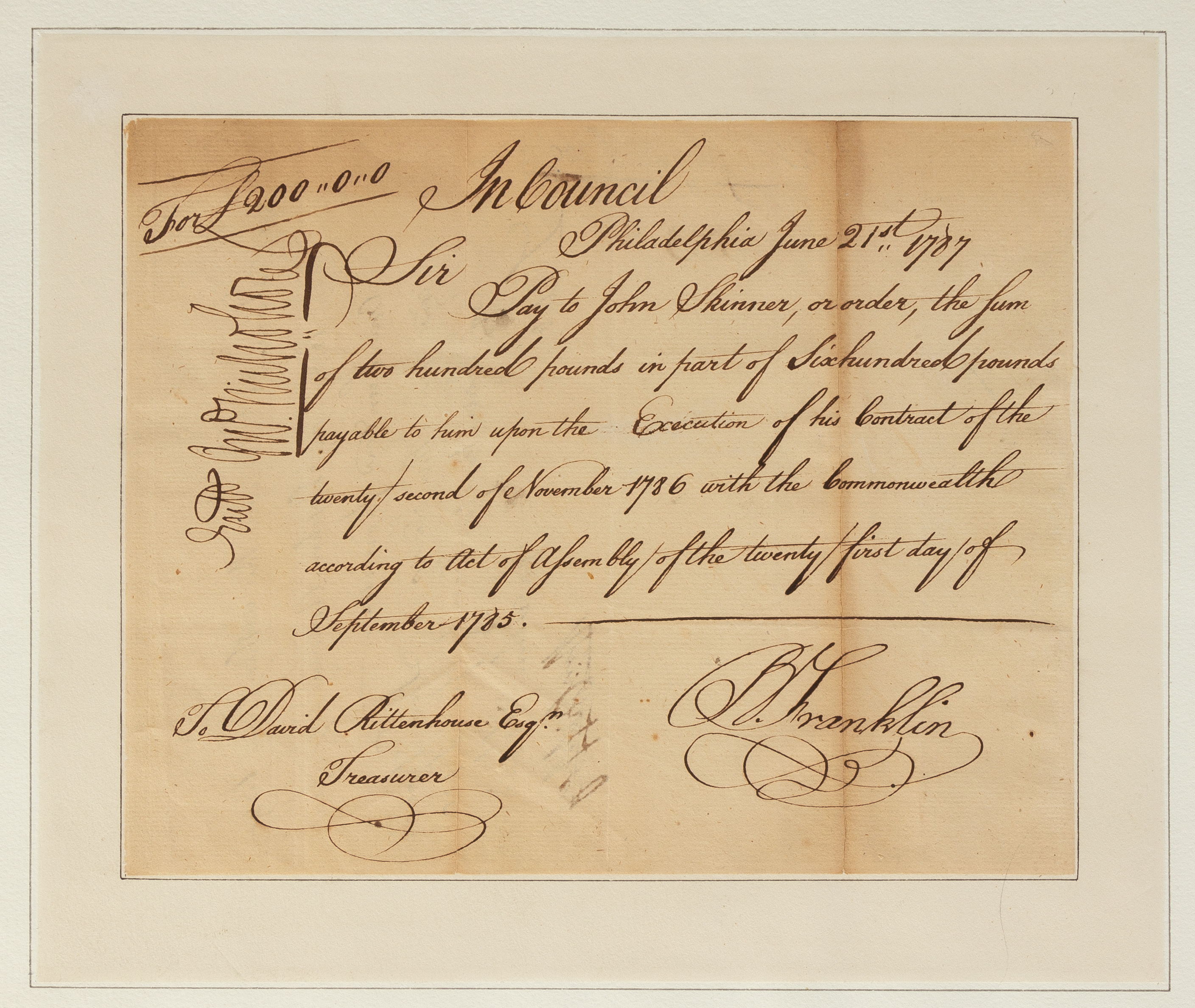 BENJAMIN FRANKLIN DOCUMENT