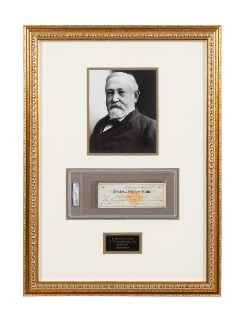 BENJAMIN HARRISON SIGNED CHECK WITH