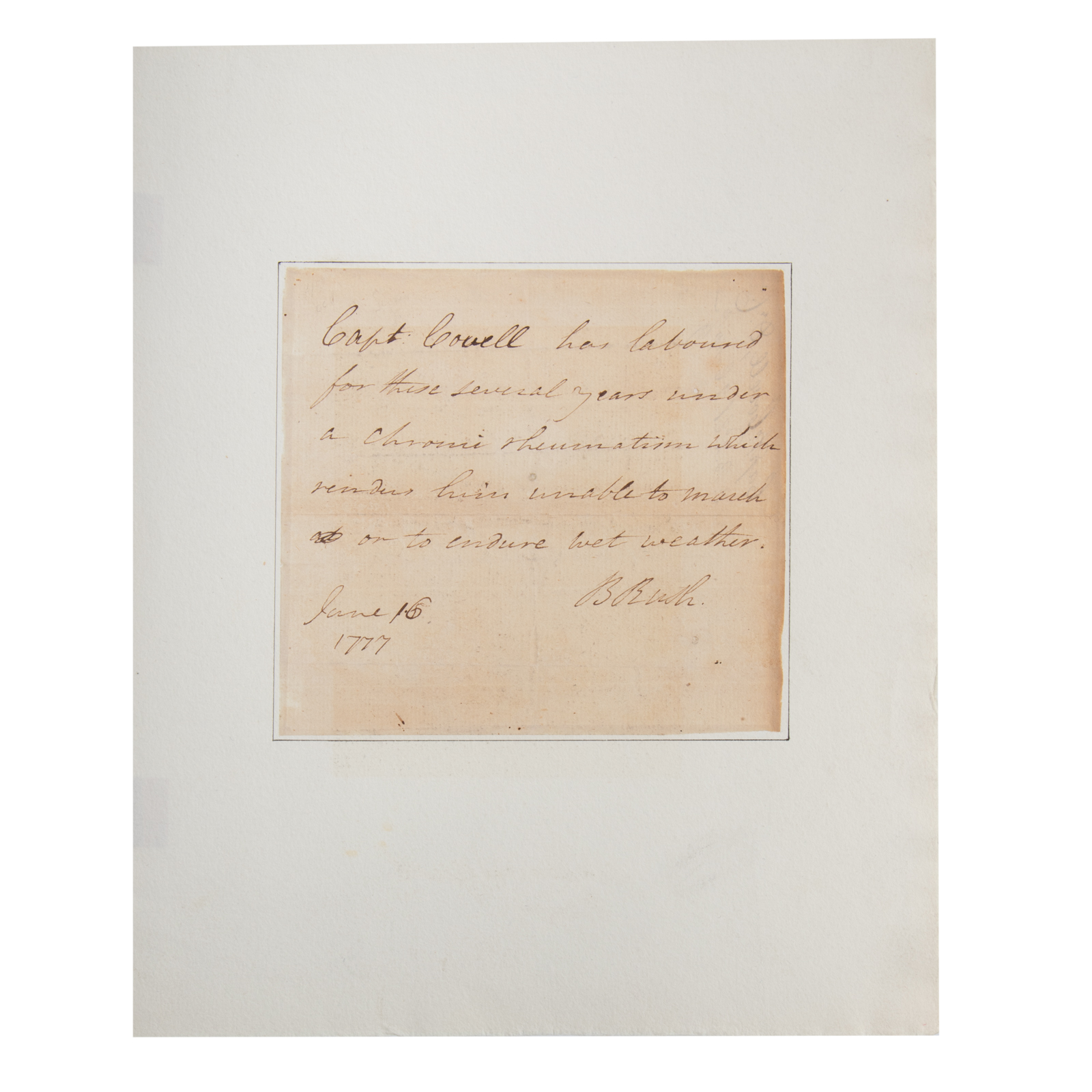 BENJAMIN RUSH, PA SIGNER, ADS, 1777
