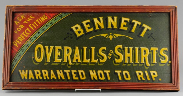 ''BENNETT OVERALL AND SHIRTS'' SIGN