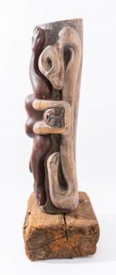 BENNETT POLYCHROME LOG CARVING