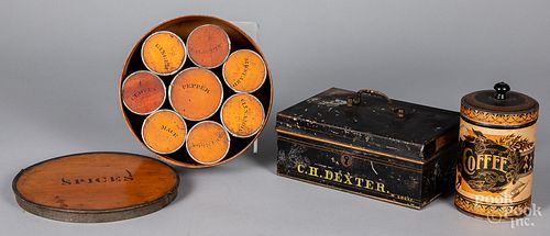 BENTWOOD SPICE BOX, TOGETHER WITH