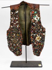 BERBER BEADED LEATHER VEST ON