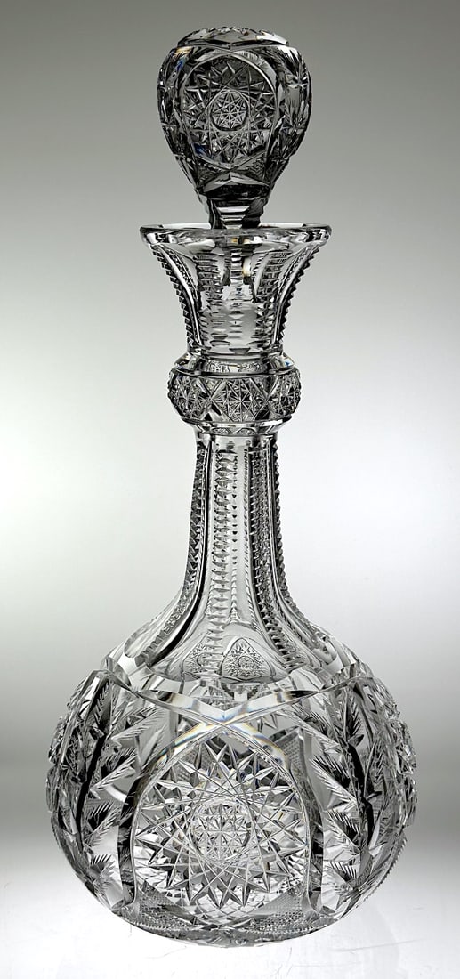 BERGEN THISTLE CUT GLASS DECANTER