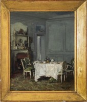 BERGERET "INTERIOR OF A DINING