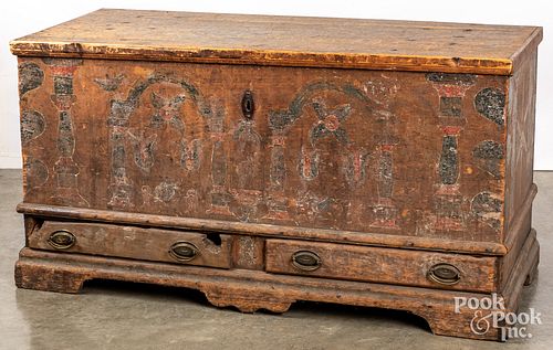 BERKS COUNTY PAINTED DOWER CHEST,