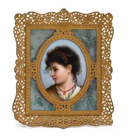 Berlin oval porcelain plaque of a