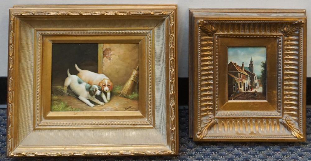 BERMAN, TWO DOGS AT PLAY, OIL ON
