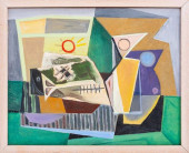 BERNARD GLASGOW CUBIST OIL ON