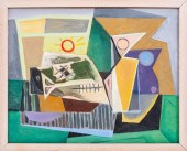 BERNARD GLASGOW CUBIST OIL ON