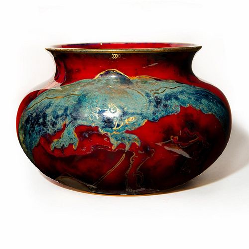 BERNARD MOORE FLAMBE VASE, OWL ON