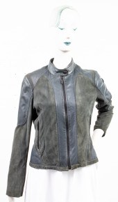 BERNARDO BLUE LEATHER AND SUED
