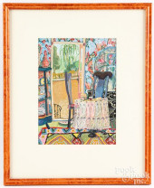 BERTHA LEONARD, OIL ON PAPER<b