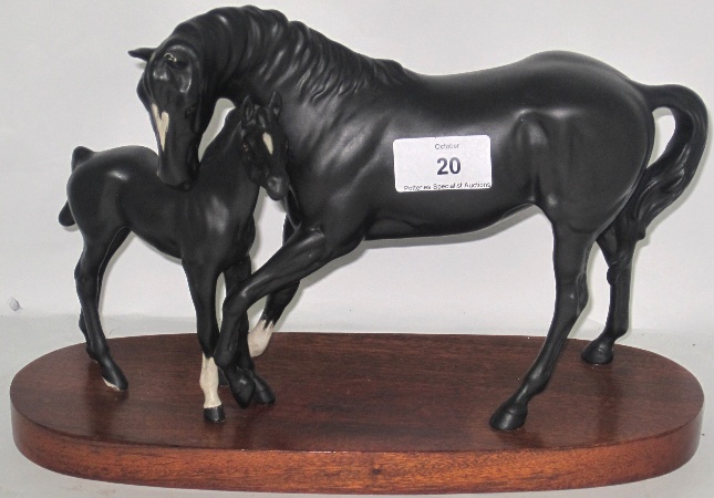 Beswick Black Beauty and foal on