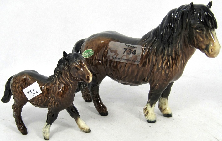 Beswick Brown Horses Shetland