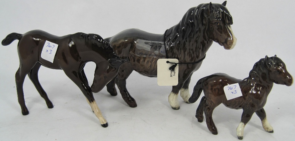 Beswick Brown Horses Shetland