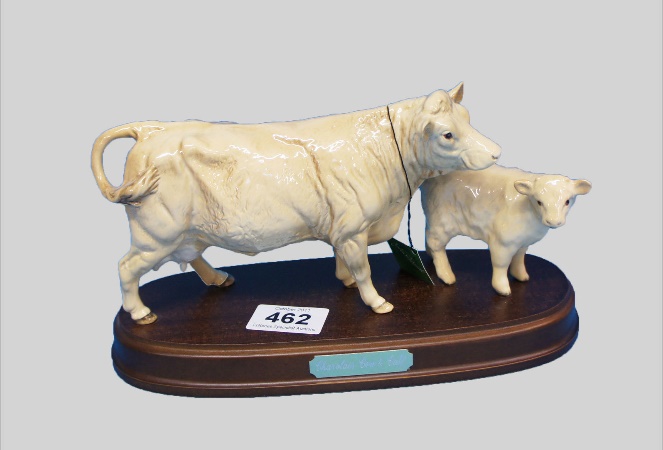Beswick Cherolais Cow and Calf on