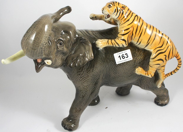 Beswick Elephant and Tiger Model