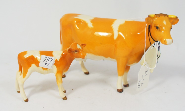 Beswick Guernsey Cow 1248B and Calf