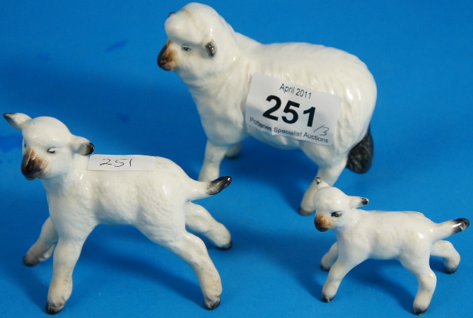 Beswick Sheep 935 Lamb 936 and Lamb