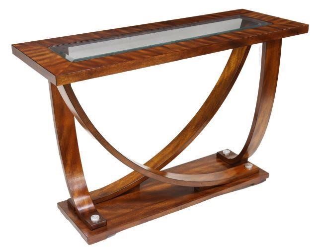 BEVELED GLASS TOP MAHOGANY