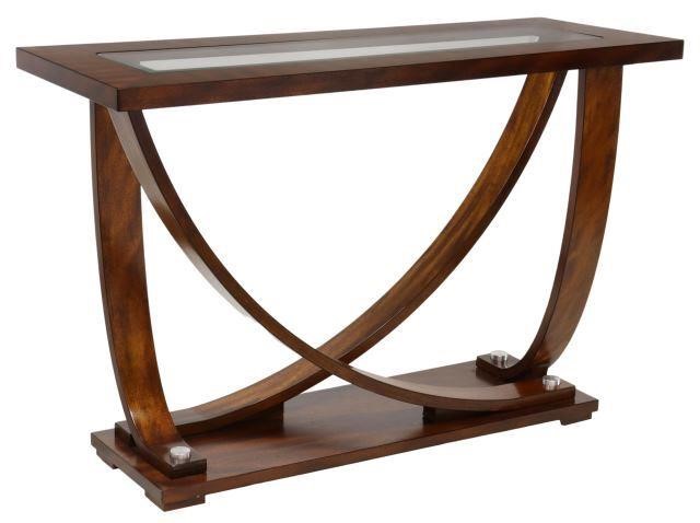 BEVELED GLASS TOP MAHOGANY