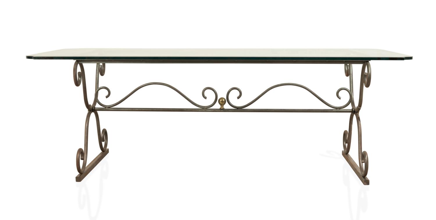 BEVELED GLASS TOP & SCROLLED
