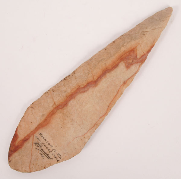 Beveled knife, colorful flint.  6