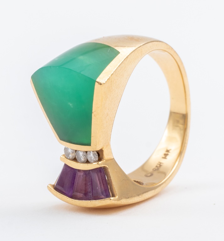 B&H 14K GOLD AMETHYST DIAMOND
