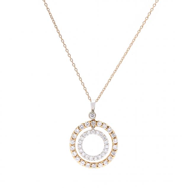 BI-COLOR GOLD AND DIAMOND CIRCLE