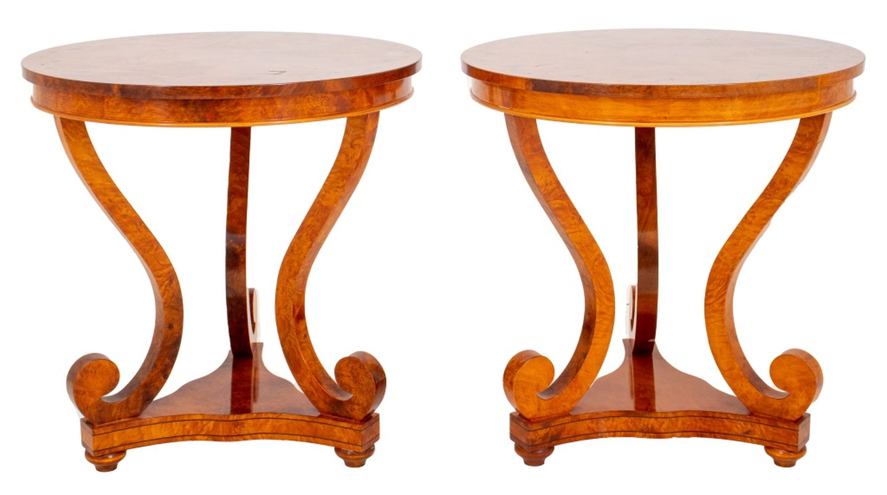 BIEDERMEIER STYLE SIDE TABLES, PAIR