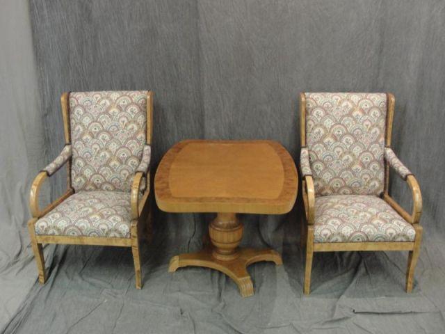 Biedermeier Style Table & 2 Chairs.
