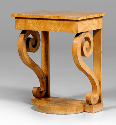 Biedermeier tiger maple pier table,