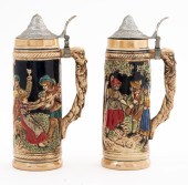 BIER STEINS WITH LIDS, 2 Two b