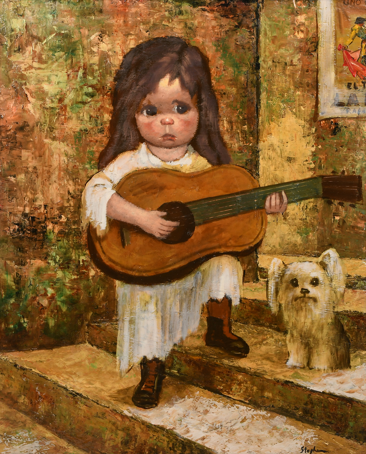 BIG-EYED GIRL GUITAR PLAYER WITH