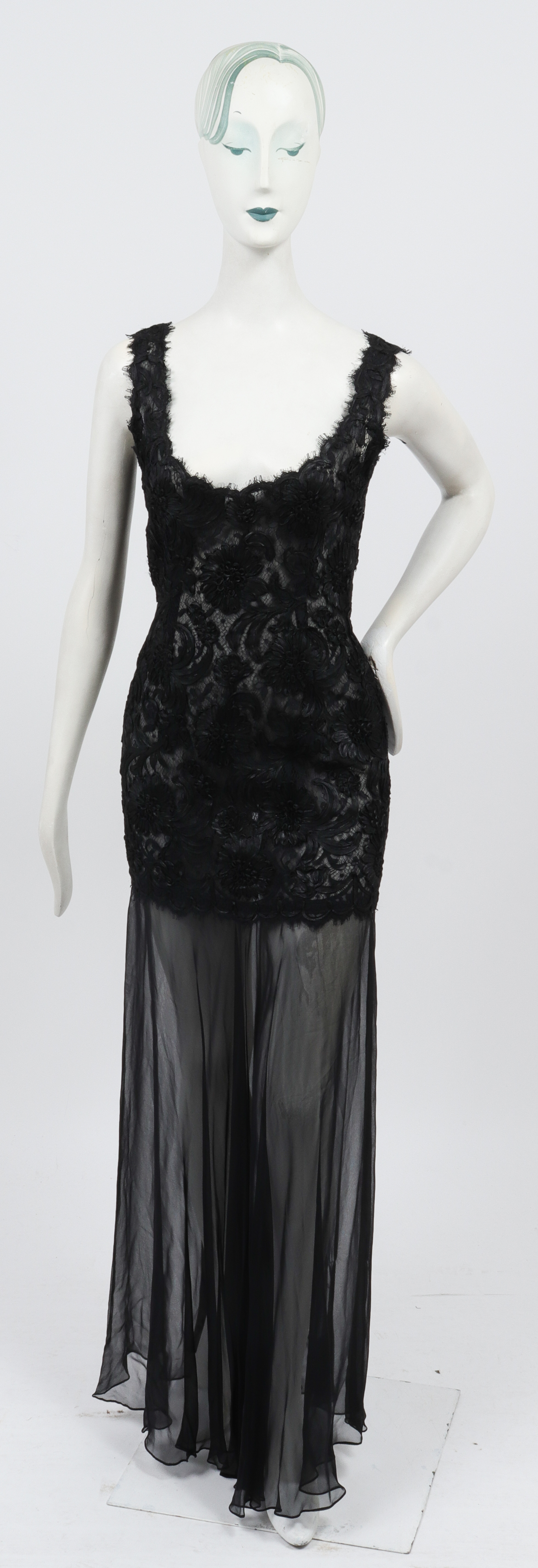 BILL BLASS FLORAL LACE & SHEER