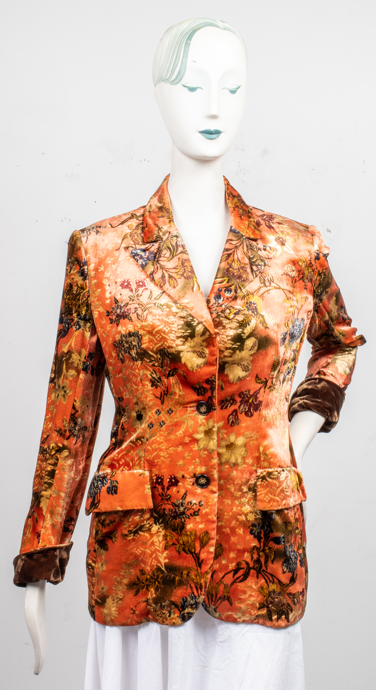 BILL BLASS FLORAL VELVET COAT /