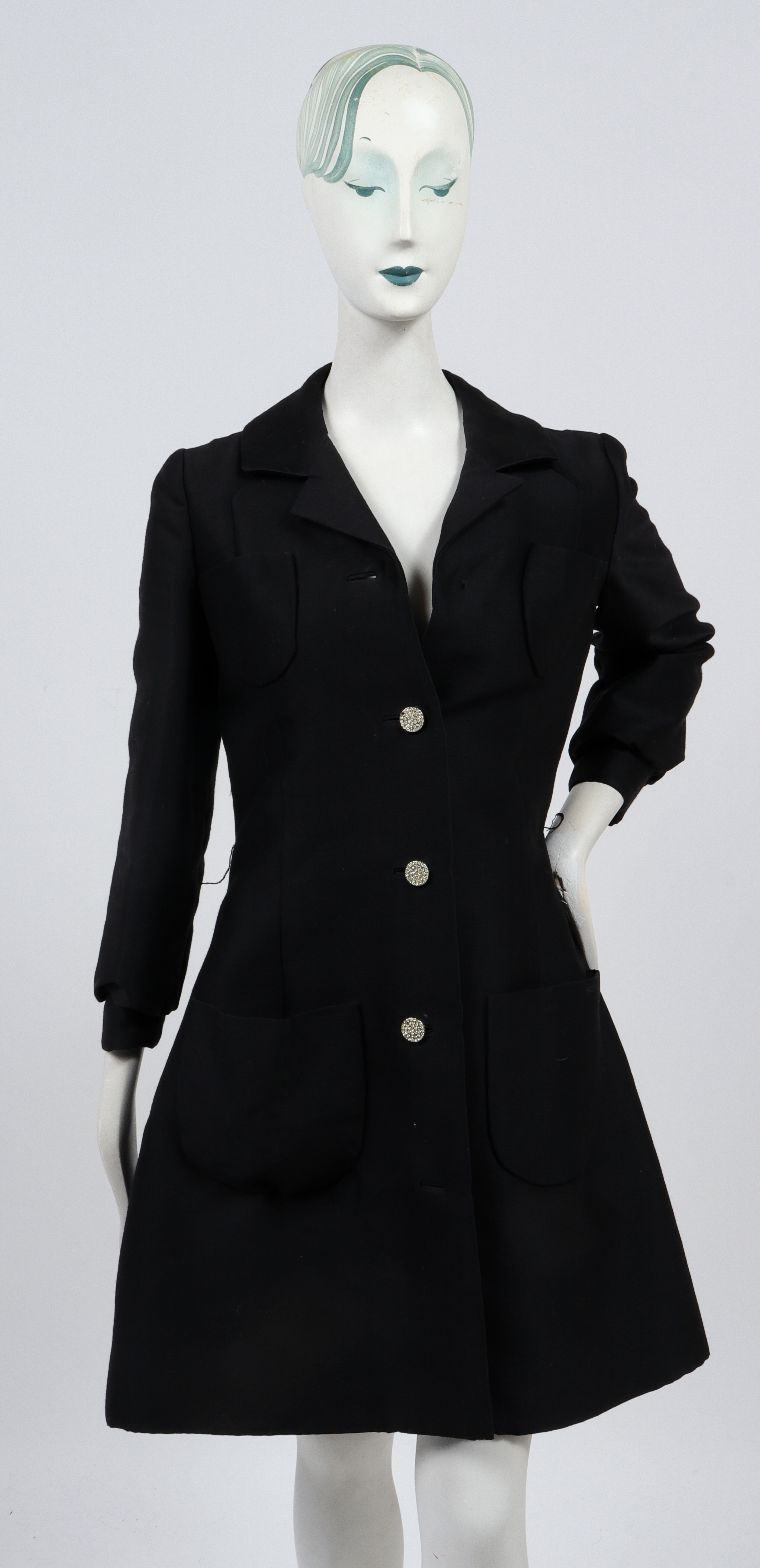 BILL BLASS LONG WOOL DRESS COAT W