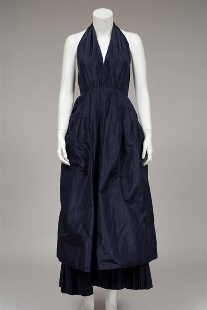 Bill Blass navy blue silk evening
